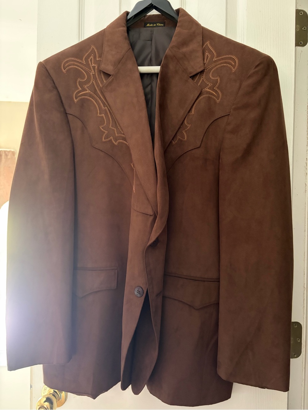 Brown Suede Western-Inspired Blazer